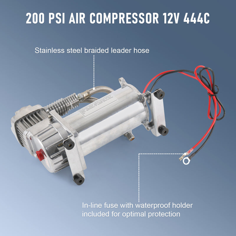 150 PSI Air Compressor 1/4" Hose Kit for Train Horns Suspension 12V