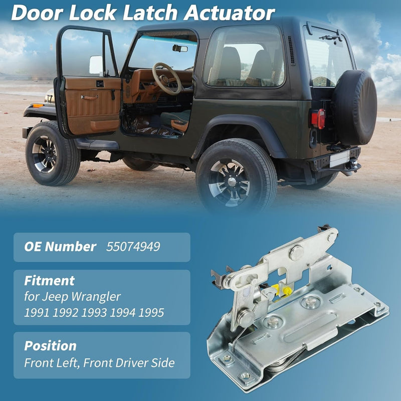 Front Left Driver Side Door Latch Lock for Jeep Wrangler YJ 1991-1995 Full Door