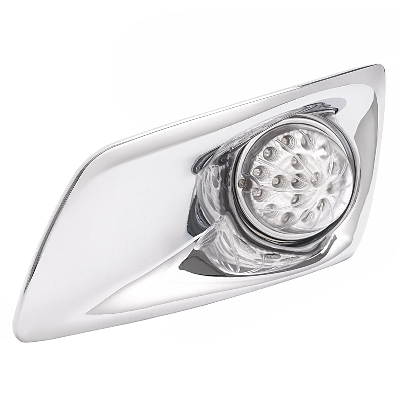 Left LED Fog Light Lamp with Chrome Bezel Clear Lens for Kenworth T660 2007-2017