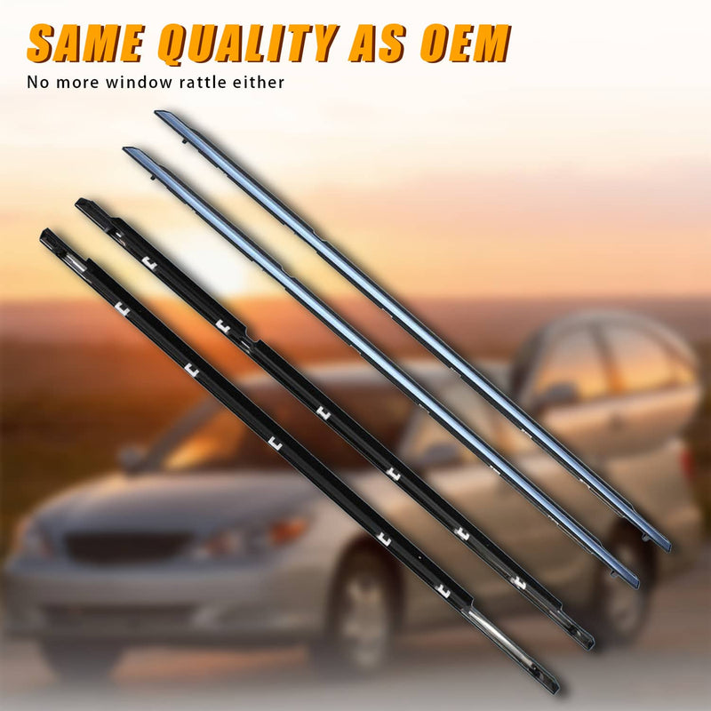 Window Molding Trim Weather Strip Seal for 2002-2006 Toyota Camry 4 Pieces