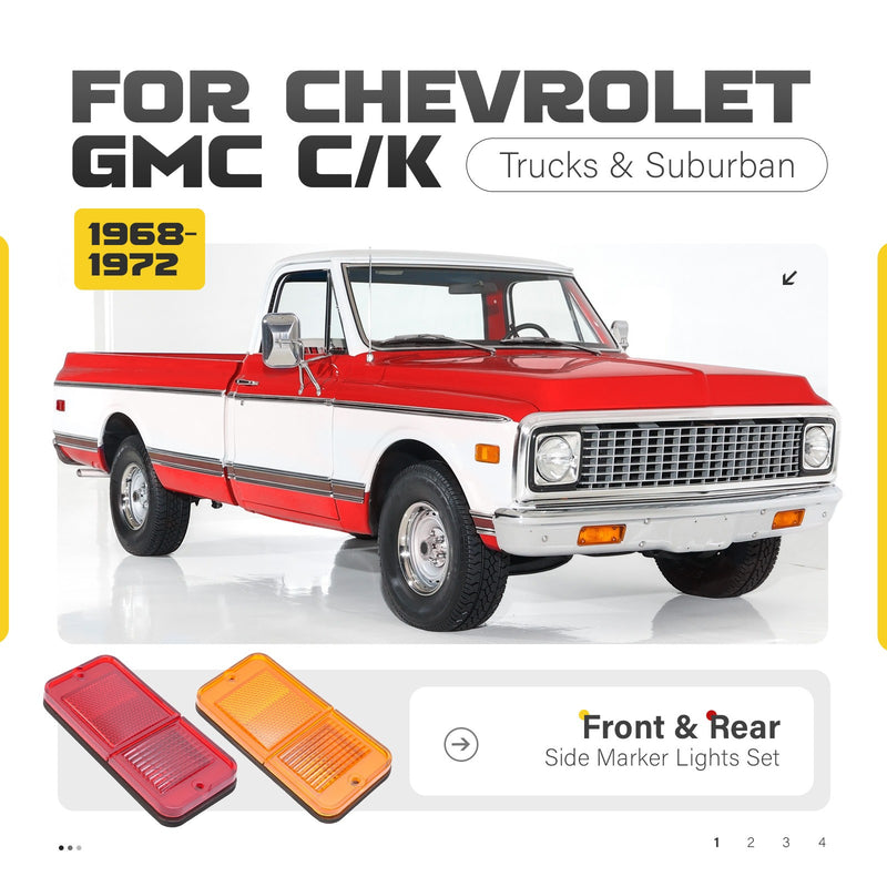 Front Rear Side Marker Lights for Chevrolet and GMC C/K Pickup Trucks 1968-1972