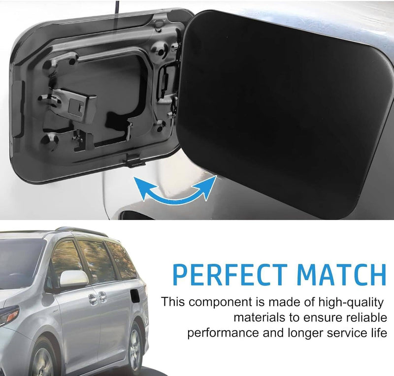 Black Gas Lid Door Fuel Door 77350-08020 for 2011-2020 Toyota Sienna 2.7L 3.5L