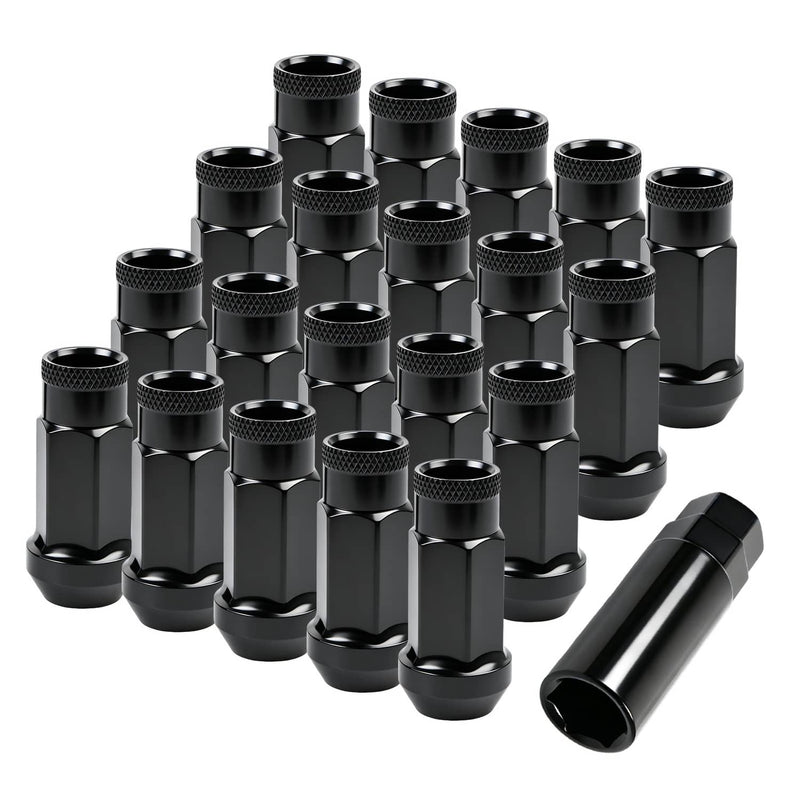 20Pcs M12x1.5mm Extended Open Ended Lug Nuts for Toyota Honda Black