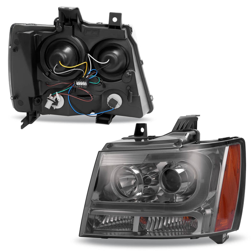 DURAFORCE Headlights for Avalanche Suburban Tahoe 2007-2014 LED Bar LH RH Projector