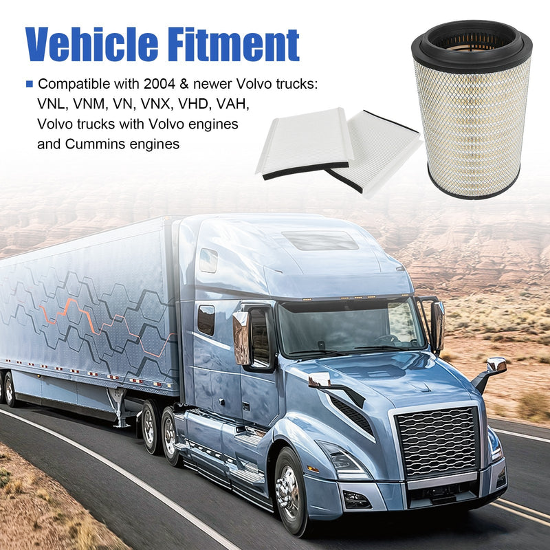 P606720 P606555 Engine & 2 Air Filters for Volvo VNL 780 760 860 670 VN