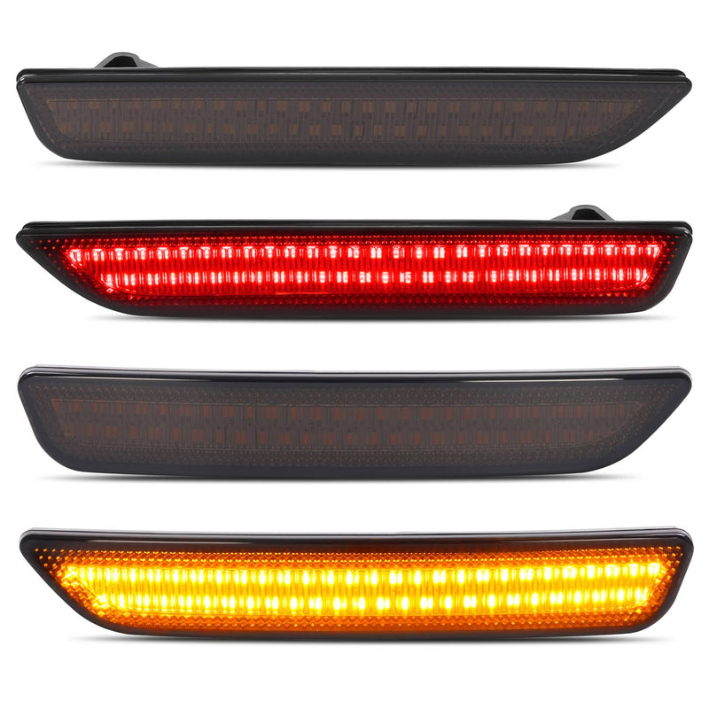 DURAFORCE Side Marker Lights Smoked Lens for Ford Mustang 2010-2014 Front Rear LED 4 Piece