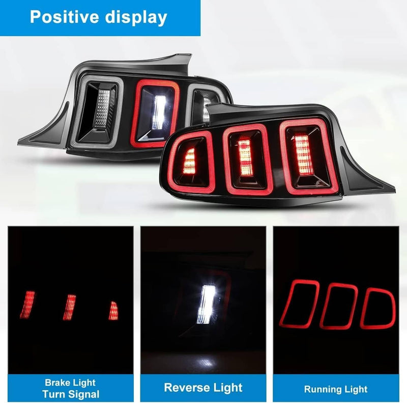 Tail Lights Black Brake Lamps for Ford Mustang 2010-2014 Full LED Sequential