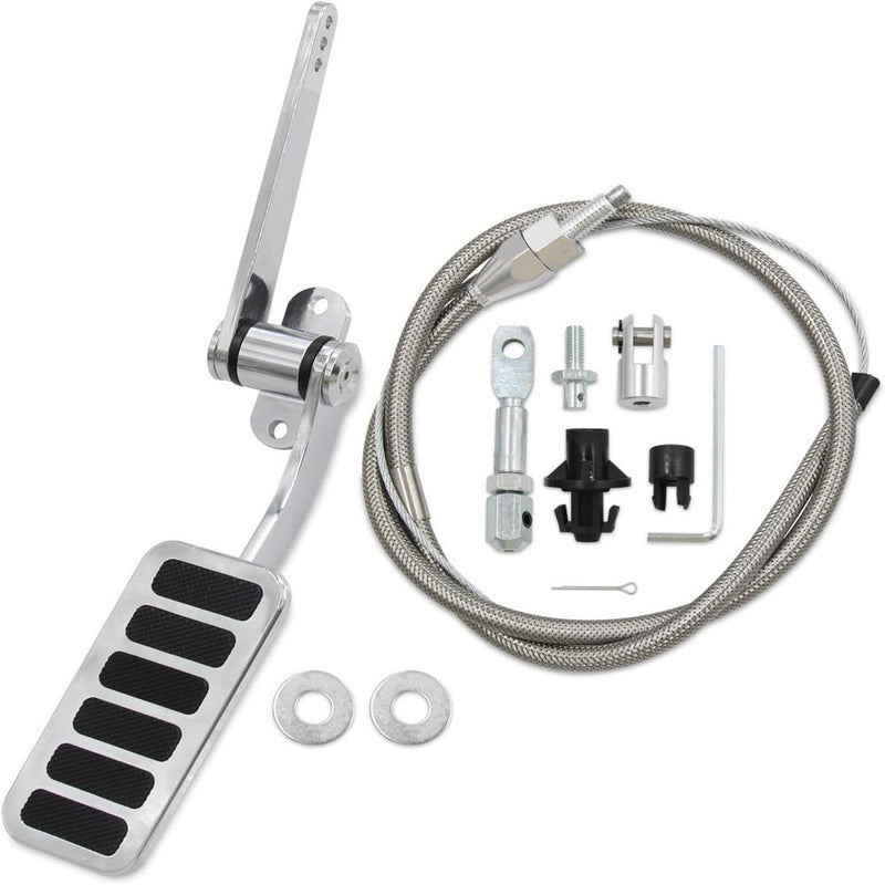 Universal Street Hot Rod Aluminum Gas Pedal & 24" SS Throttle Cable & Spring Kit