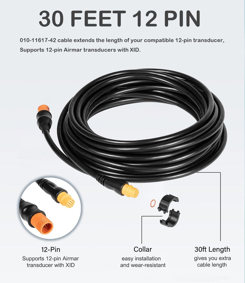 010-11617-42 Transducer Extension Cable for Garmin XID Xdcr 30ft 12-Pin