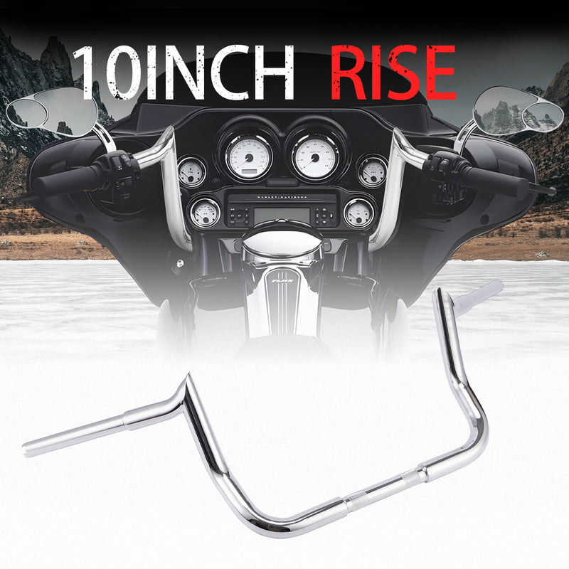 10" Rise Meathook Bagger Ape Handlebar for Harley Touring FLH FLHX FLHTC 86-24