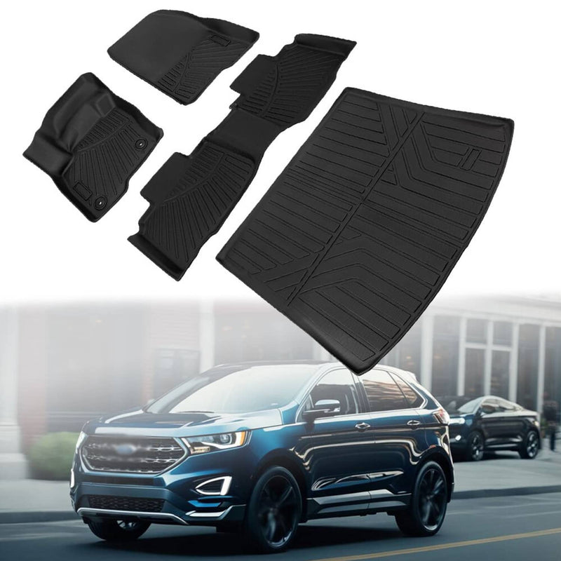 Floor Mats Liners Black TPE Set fit for Ford Edge 2015-2024 All-Weather 4Pcs