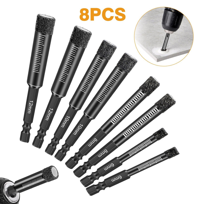 Diamond Drill Bit Hole Saw Set for Granite Marble Porcelain Tile Ceramic 8x