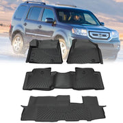 DURAFORCE For 2009-2015 Honda Pilot Floor Mats Liner Front 2nd 3rd Row 4 Door Set