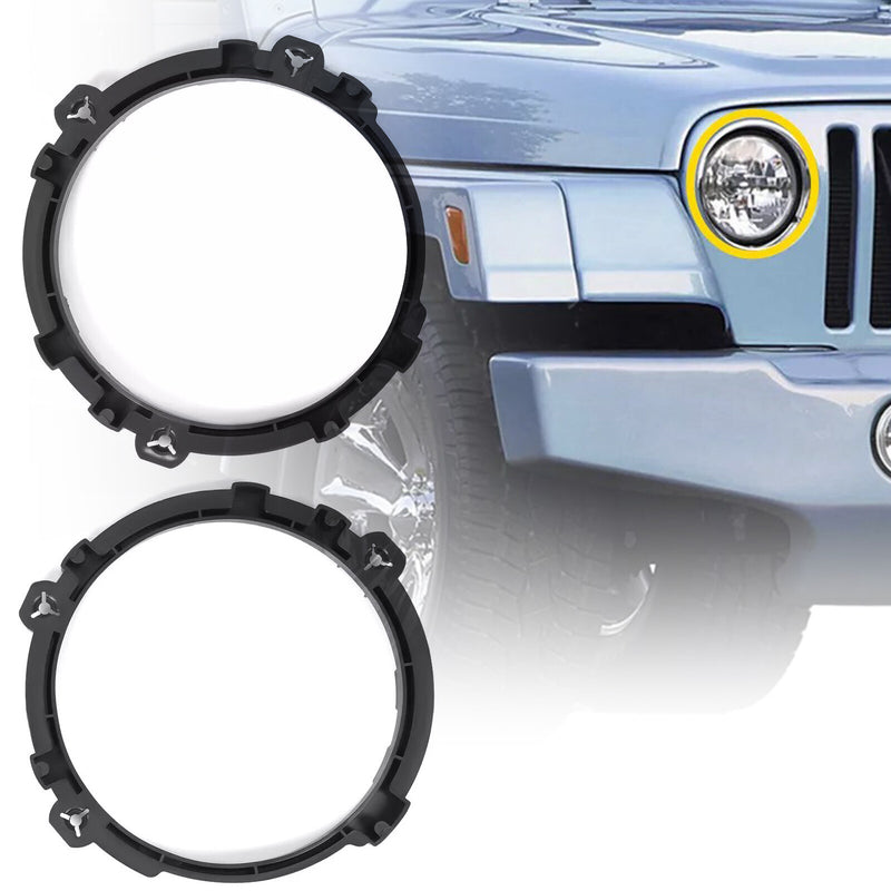 Black 7" Headlight Replacement Mount Bracket Ring for Jeep Wrangler 1997-2006