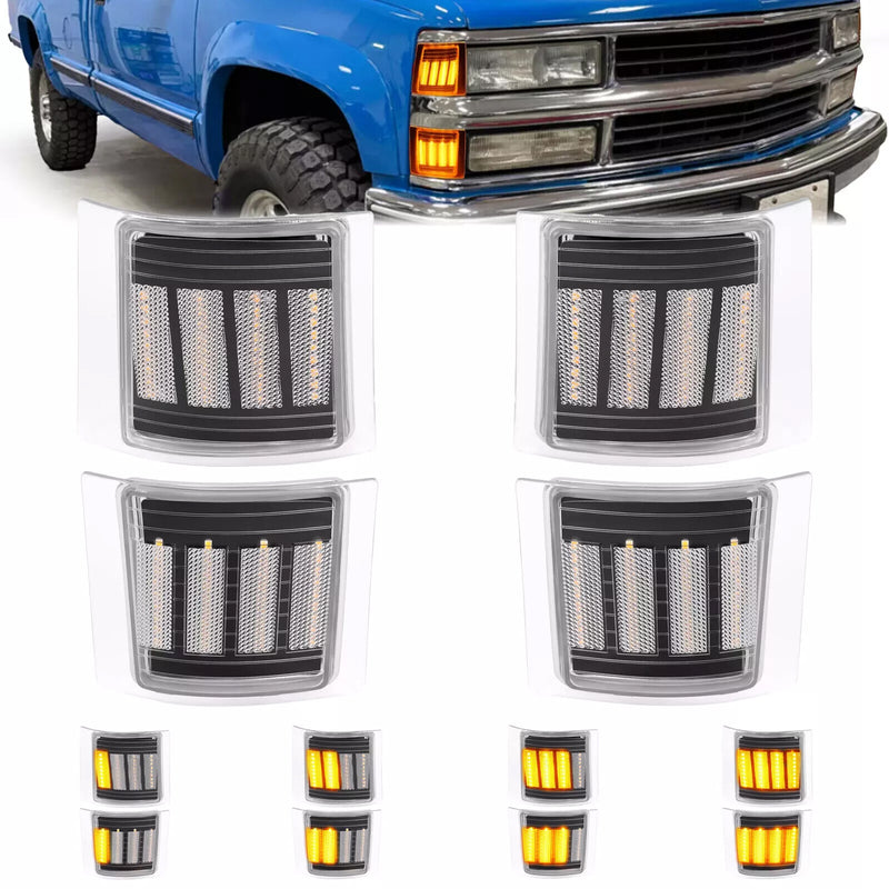 Full LED Clear Corner Side Marker Lights for Chevy C/K 1500 2500 1994-99 4PCS