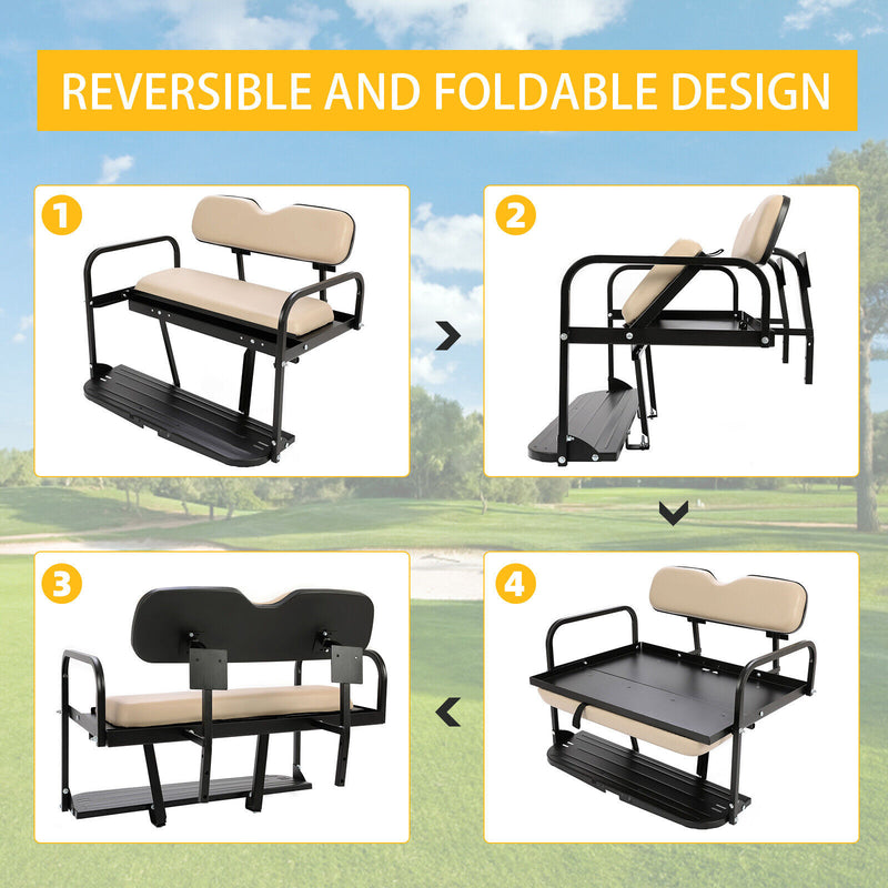 Tan Flip Folding Rear Back Seat Kit for EZGO Marathon Pre-1994 Golf Cart