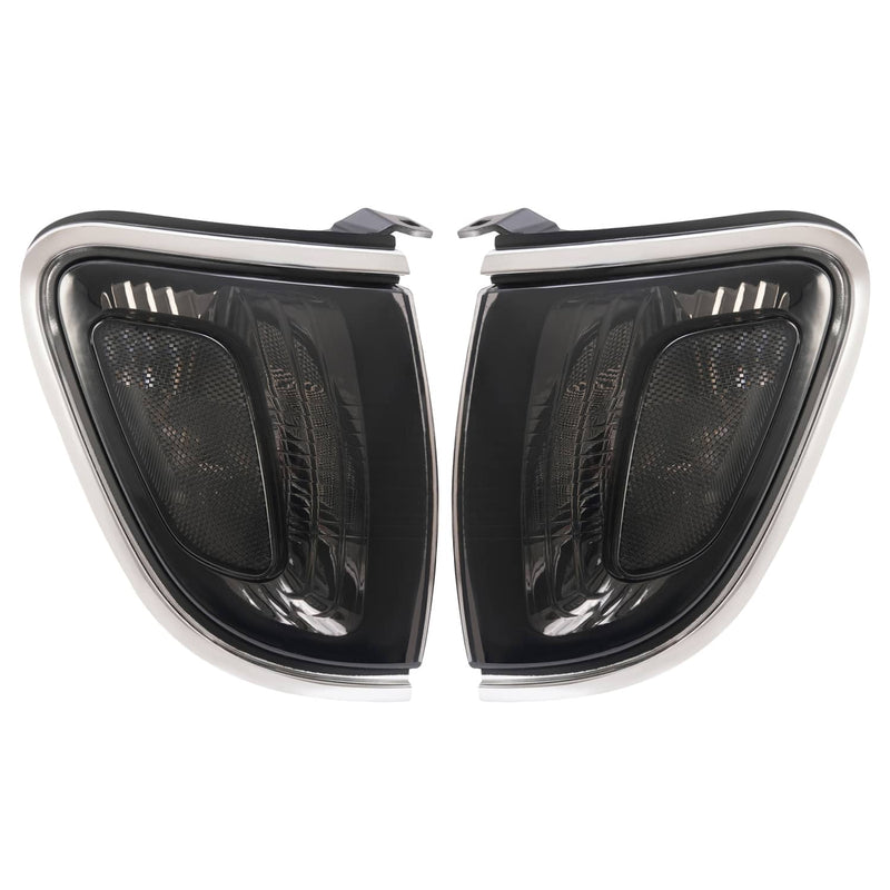 DURAFORCE Smoke Lens Chrome Trim Corner Lights Lamps for Toyota Tacoma 2001-2004 Pair
