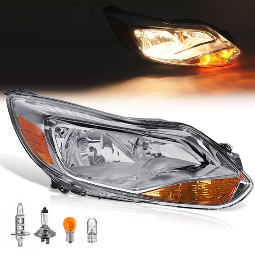 DURAFORCE Chrome Headlight Headlamp Replacement Passenger Side for Ford Focus 2012 13 14