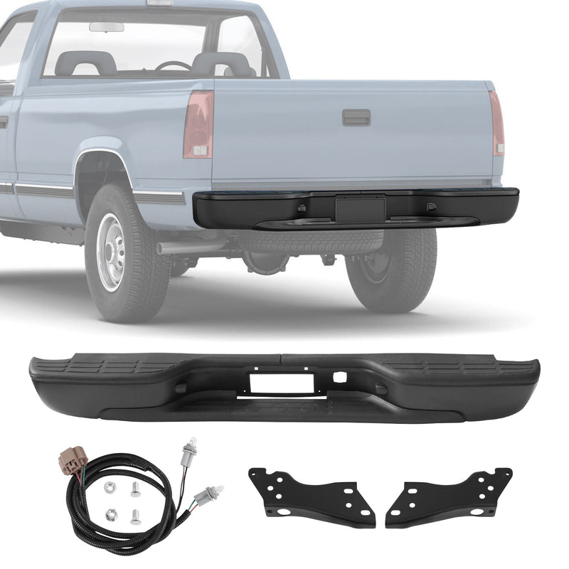 Black Rear Step Bumper for Chevy Silverado GMC Sierra 1500 2500 1999-2007
