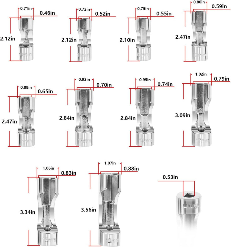 12030 Flare Nut Socket Set 3/8 Inch Drive Metric Injector Fuel Line 10 Pieces