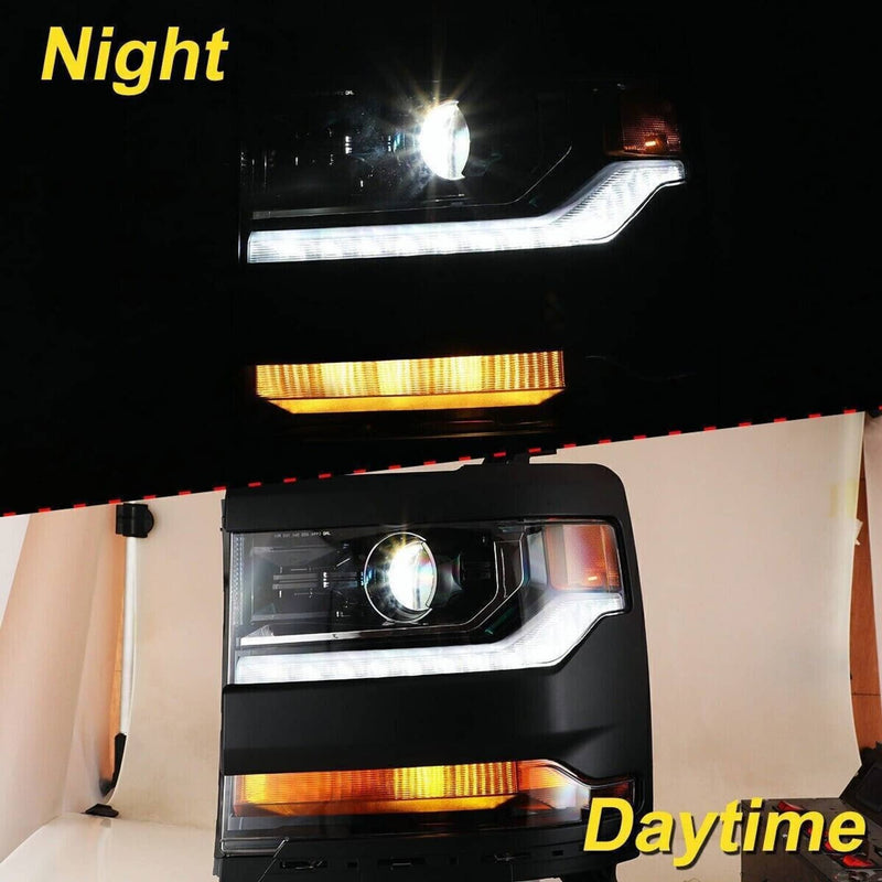 Headlight Trim HID Xenon LED DRL Set for Chevy Silverado 1500 2016-2018