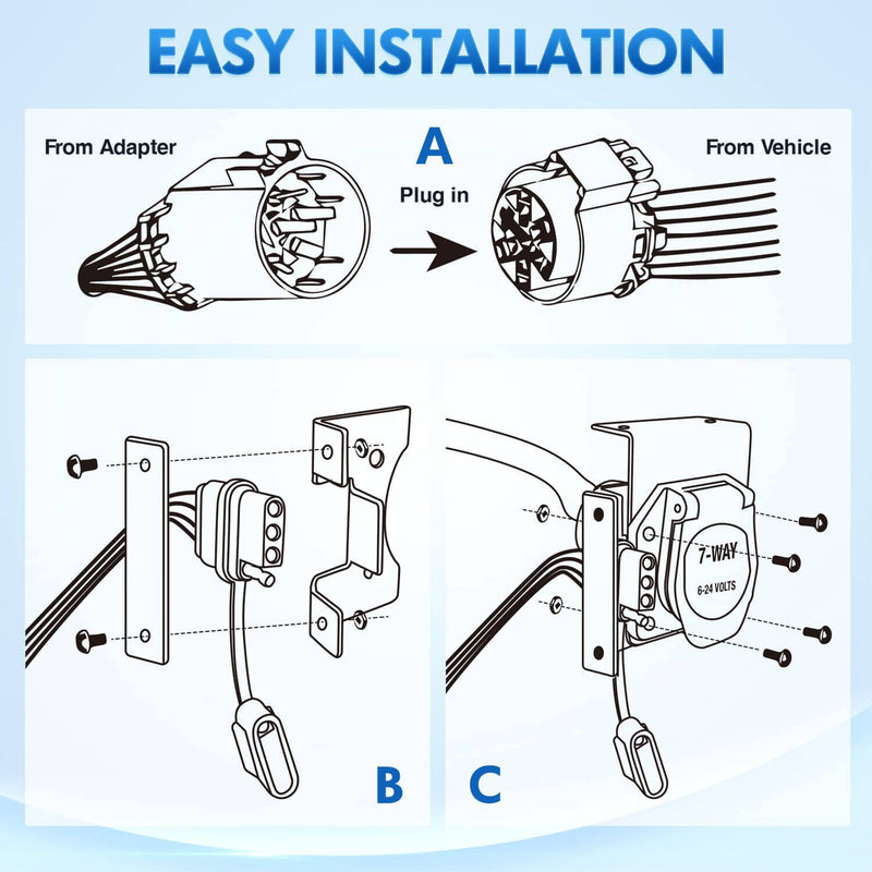 7 Way Trailer Wiring Harness 4 Way Flat Plug Kits for Chevy Silverado 1500 2500