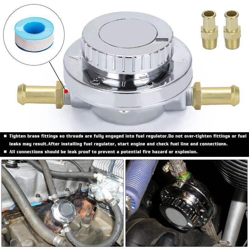 Universal 1-6 PSI Adjustable Fuel Pressure Regulator Kit for Carburetor