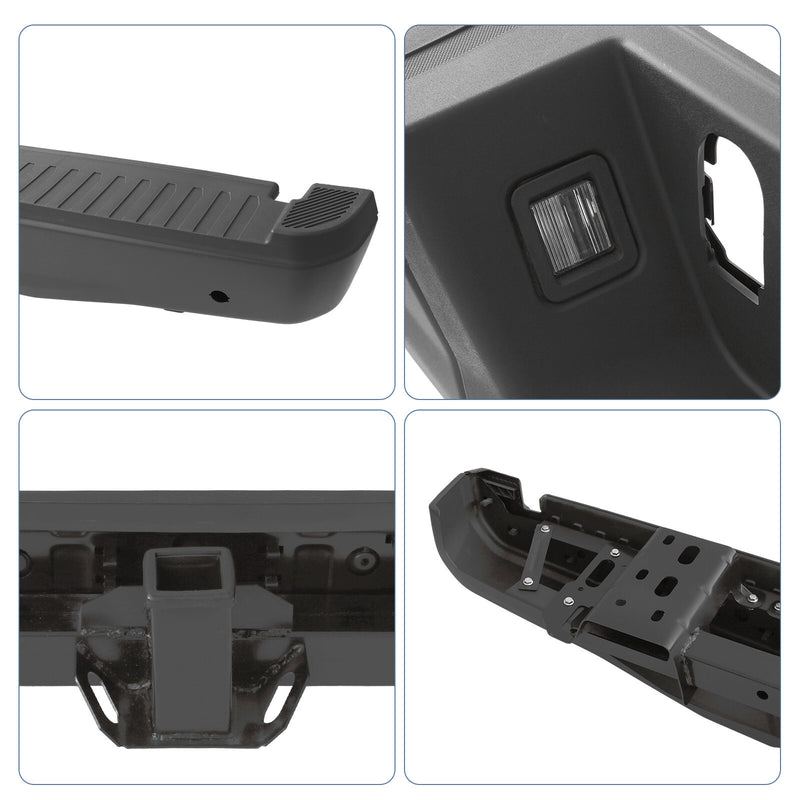 Black Rear Bumper Assembly Max Tow Hitch Sensor Holes for Ford F-150 15-20