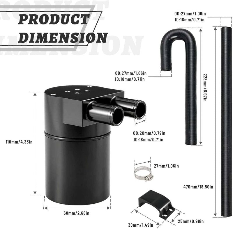 Reservoir Oil Catch Can Tank for BMW N54 335i 135i E90 E92 E82 2006-2010 Black