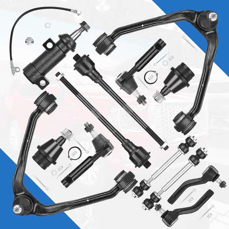 Front Upper Control Arm Ball Joints Tie Rods for Chevy Tahoe GMC Yukon Escalade