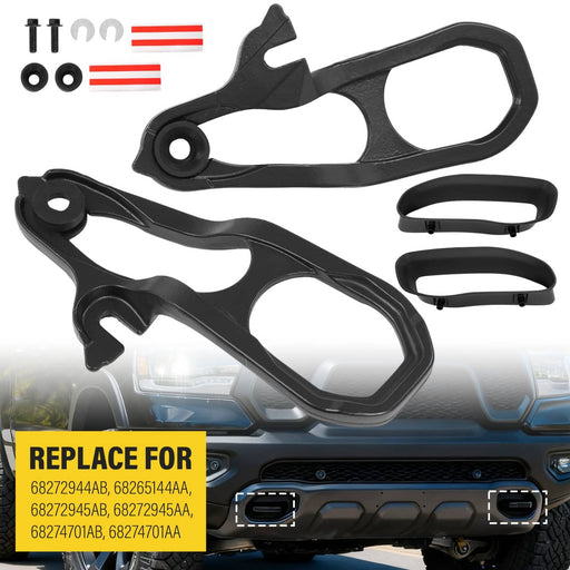 DURAFORCE Front Car Tow Hooks Left Right With Hardware Black for Ram 1500 DT 2019-2024