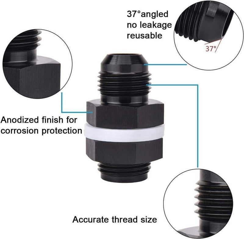 2Pcs 10AN AN10 Flare Fuel Cell Bulkhead Fitting With Teflon Washer Aluminum