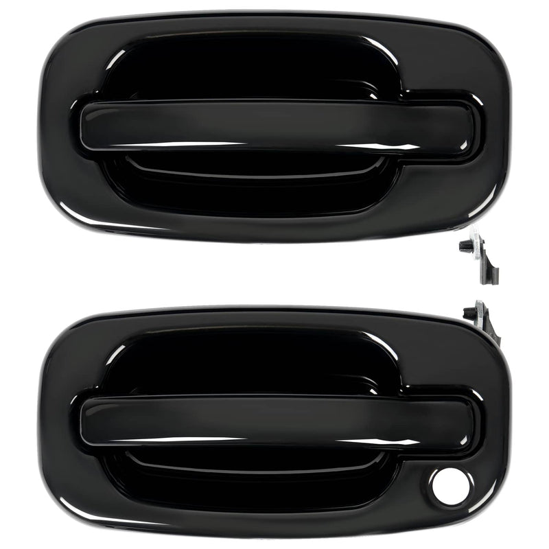 DURAFORCE Door Handle Set for Chevy Silverado 1500 1999-2006 Smooth Black Front Outer 2PCS