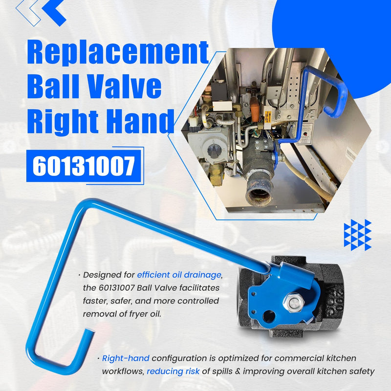60131007 Ball Valve 1-1/4" Right Hand for Pitco Magikitchen Fryers SG14