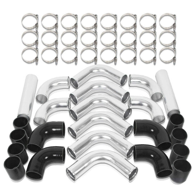 3" Universal Aluminum Turbo Intercooler Elbow Pipe Kit for Silicone Hose Clamp