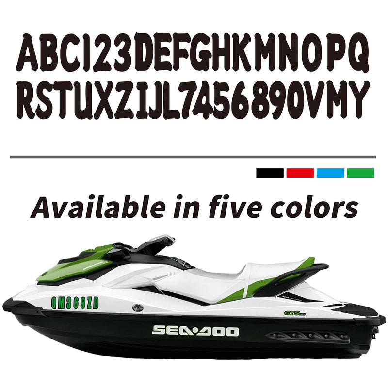 Decals Sticker for Boat Registration Letters Numbers A-Z 0-9 Black 4-Sets