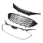 DURAFORCE For 2019-2023 Chevrolet Malibu Front Bumper Upper Lower Grille Black Chrome 3PCS