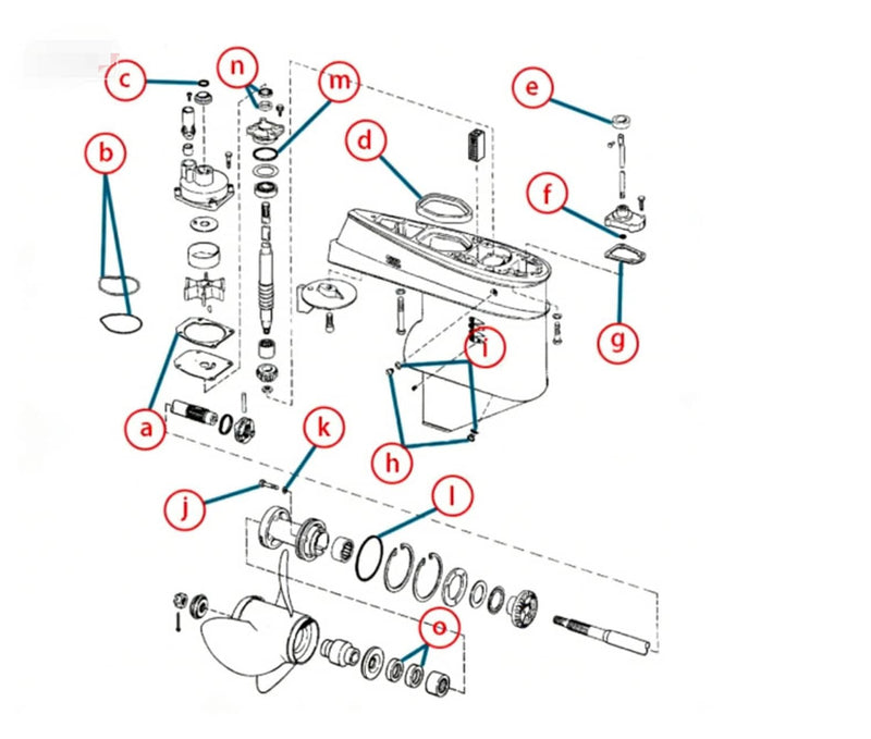 DURAFORCE 396355 18-2659 Seal Kit Lower Gearcase for Johnson Evinrude 35-75HP Small Case
