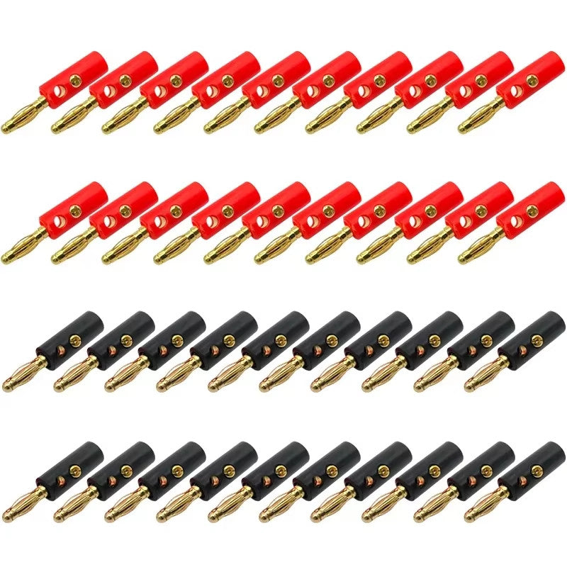 Gold Plated Banana Plugs Audio Jack Speaker Wire Cable Screw Connector 4mm 40Pcs