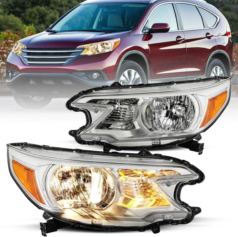 Pair Chrome Amber Corner Headlights for Honda CRV CR-V 2012-2014 Left Right