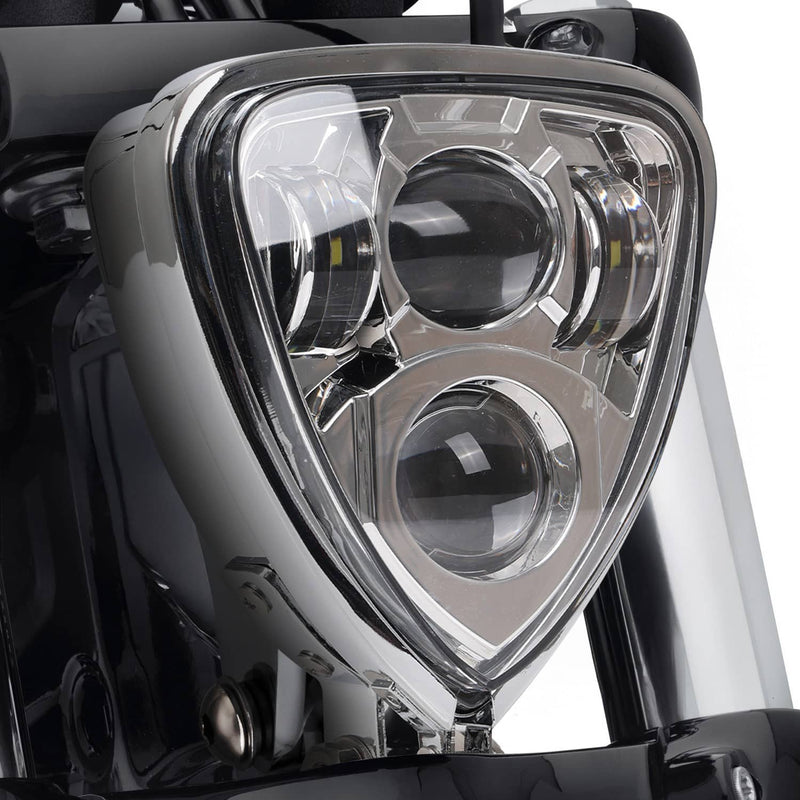 LED Triangle Headlight Motorcycle Universal Fit for Chopper Cafe Racer Bobber Ha