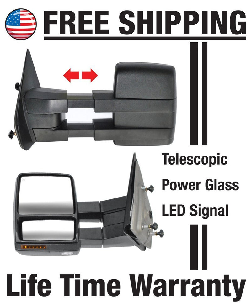 Towing Power Heated Tow Mirrors Set Signal Puddle for Ford F150 2007-2014