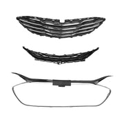 DURAFORCE Front Bumper Upper Lower Grille Black Chrome 3PCS for 2019-2023 Chevrolet Malibu