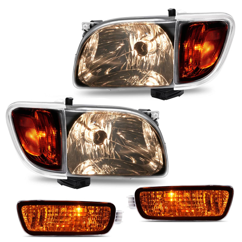 DURAFORCE Headlights Corner Signal Lights With All Bulbs for Toyota Tacoma 2001-2004 Pair