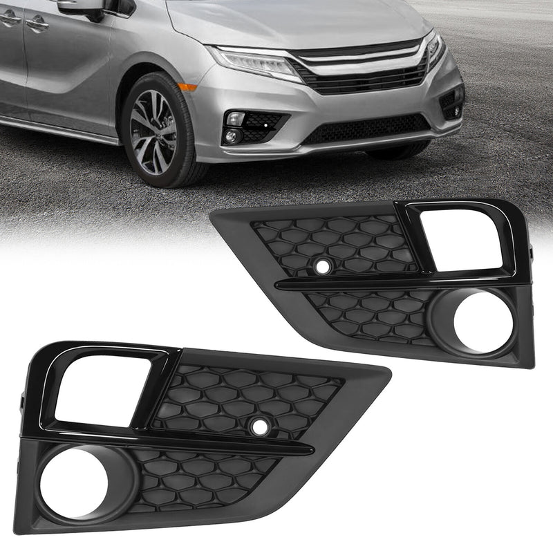Fog Light Cover Front Bumper Lamp Bezel for Honda Odyssey 2018-2020 Black Pair