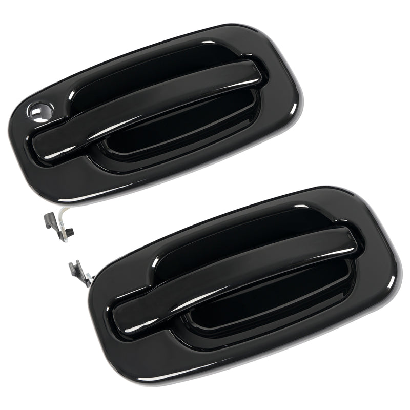 Door Handle Set for Chevy Silverado 1500 1999-2006 Smooth Black Front Outer 2PCS