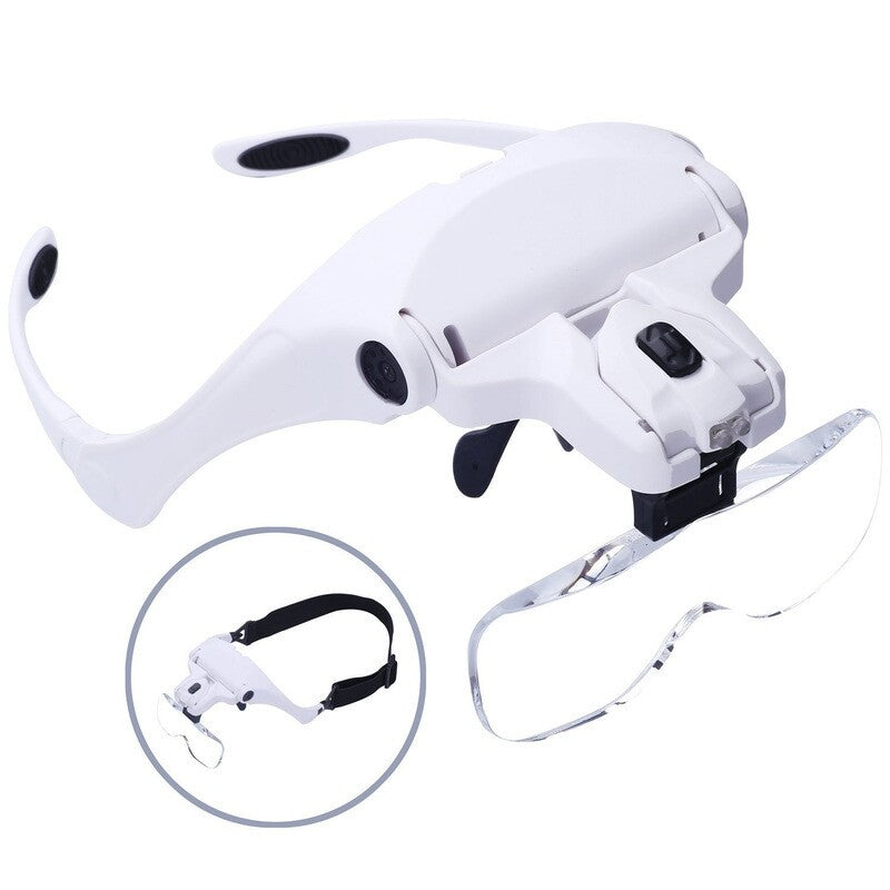 LED Light Head Loupe Magnifying Glass for Jeweler Watch with 5 Lens