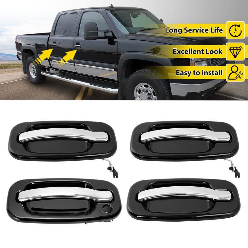 4X Outer Door Handles for Chevy Silverado for GMC Sierra for Cadillac 1999-2006