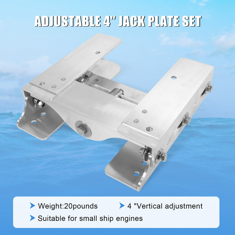 Adjustable 4'' Set Back Jack Plate Manual Power Lift for Outboard Boat Motor