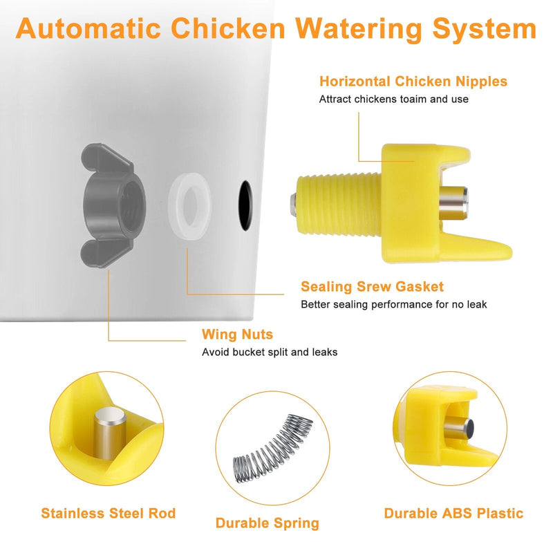 15Pcs Automatic Chicken Water Nipples Easy to Install Horizontal Poultry Waterer